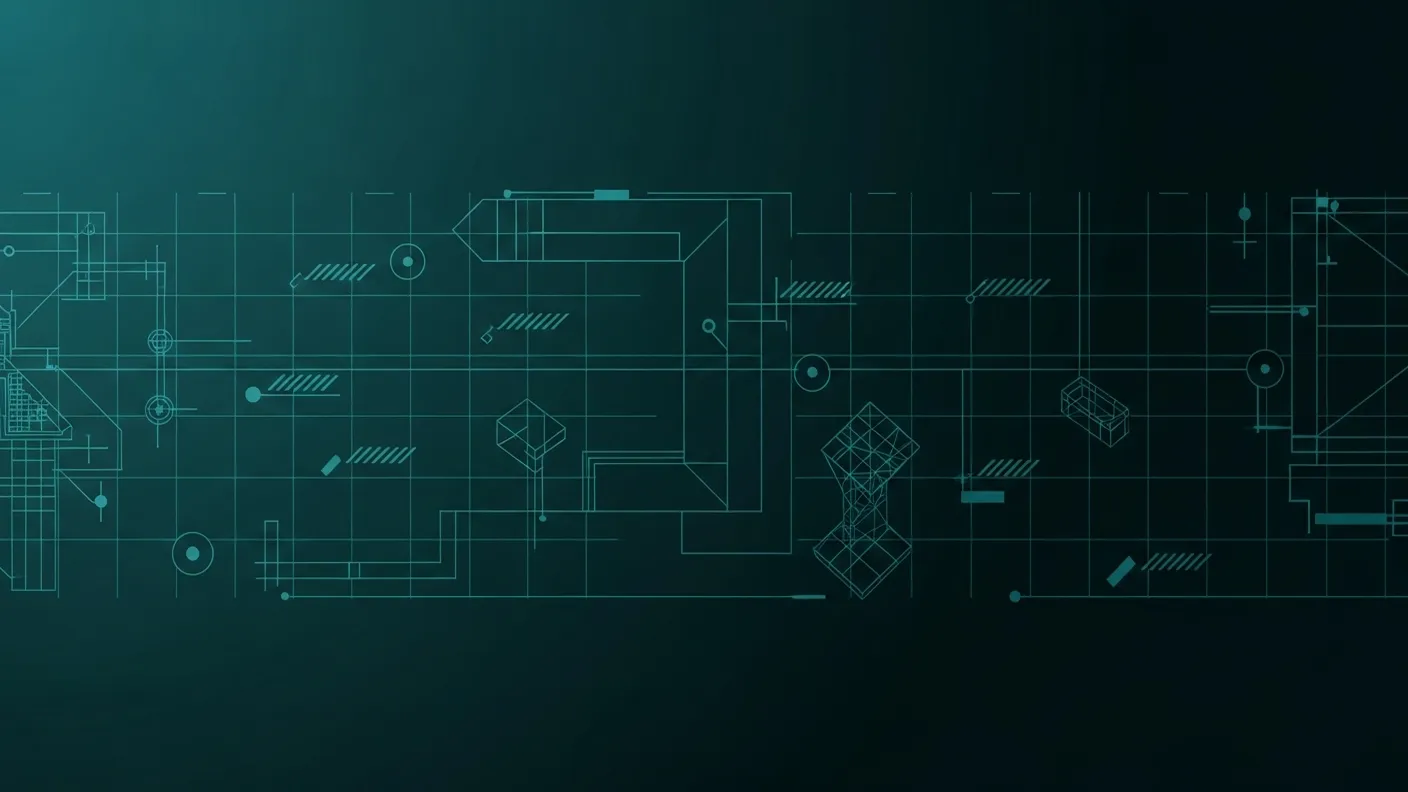 Blueprint grid motif with dimensional callouts representing aDNA specification reference